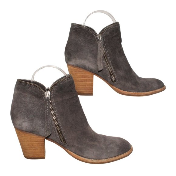 Dolce Vita Grey Leather Suede Womens Sz 7 Booties Ankle Boots Zipper Tassel - Picture 2 of 11